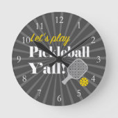 Pickleball Clock Let's Play Funny Gift for Player Ronde Klok (Voorkant)
