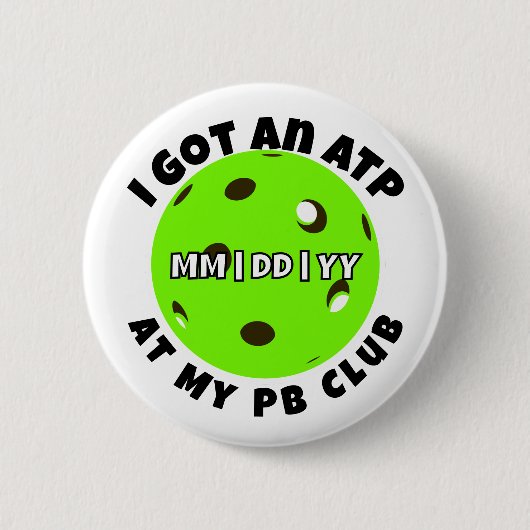 Pickleball Club ATP Bright Green Personalized Ronde Button 5,7 Cm (Voorkant)
