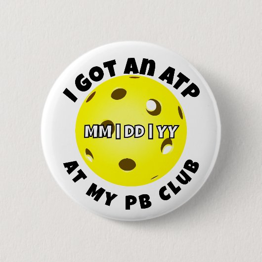 Pickleball Club ATP Yellow Personalized Ronde Button 5,7 Cm (Voorkant)