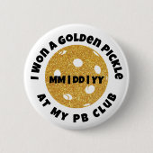 Pickleball Club Golden Pickle Glitter Personalized Ronde Button 5,7 Cm (Voorkant)