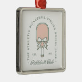 Pickleball club meisjes roze en groen esthetiek metalen ornament (Rechts)