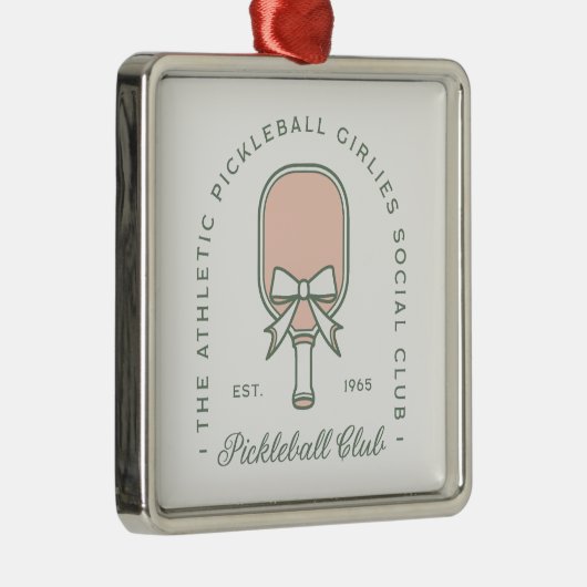 Pickleball club meisjes roze en groen esthetiek metalen ornament (Rechts)