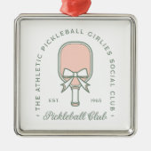 Pickleball club meisjes roze en groen esthetiek metalen ornament (Voorkant)