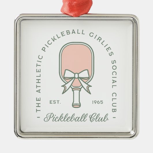 Pickleball club meisjes roze en groen esthetiek metalen ornament (Voorkant)