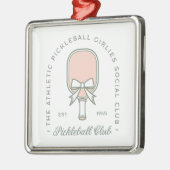 Pickleball club meisjes roze en groen esthetiek metalen ornament (Links)