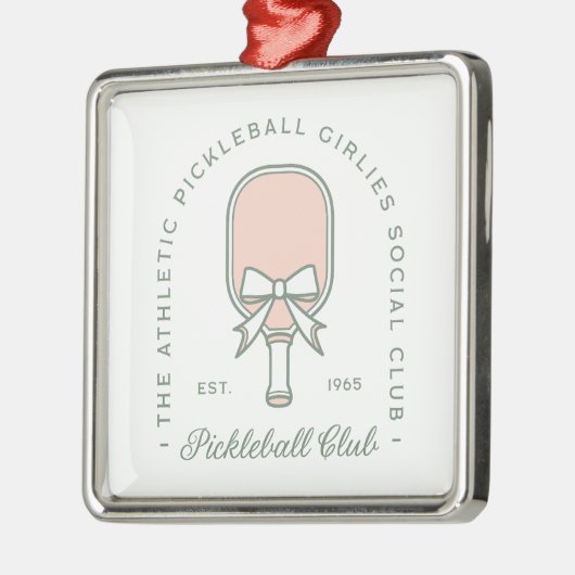 Pickleball club meisjes roze en groen esthetiek metalen ornament (Links)