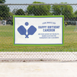 Pickleball Club Party Paddles Blauw Groen Custom Spandoek