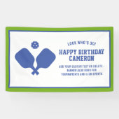 Pickleball Club Party Paddles Blauw Groen Custom Spandoek (Horizontaal)