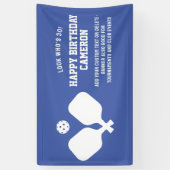 Pickleball Club Party Paddles Blauw Wit Custom Spandoek (Verticaal)