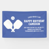 Pickleball Club Party Paddles Blauw Wit Custom Spandoek (Horizontaal)