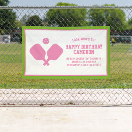 Pickleball Club Party Paddles Roze Groen Custom Spandoek