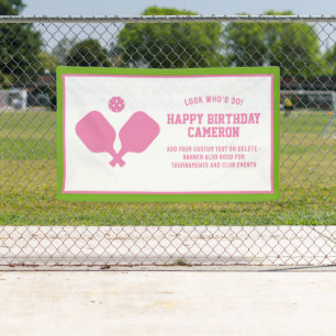 Pickleball Club Party Paddles Roze Groen Custom Spandoek