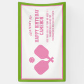 Pickleball Club Party Paddles Roze Groen Custom Spandoek (Verticaal)