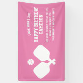 Pickleball Club Party Paddles Roze Wit Custom Spandoek (Verticaal)