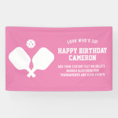 Pickleball Club Party Paddles Roze Wit Custom Spandoek (Horizontaal)