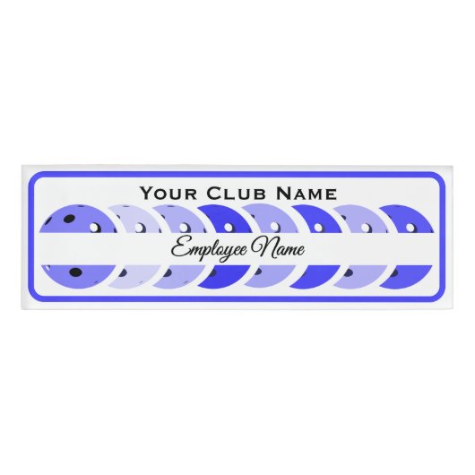 Pickleball Club Personalized Employee Blue Balls Naambadge (Voorkant)