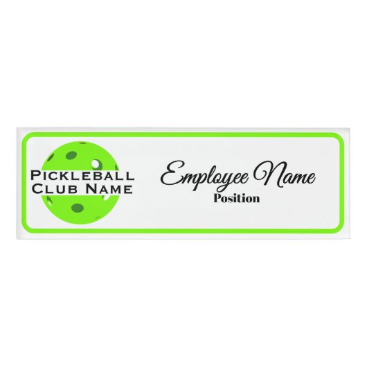 Pickleball Club Personalized Staff Green Ball Naambadge (Voorkant)