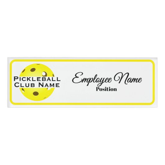 Pickleball Club Personalized Staff Yellow Ball Naambadge (Voorkant)