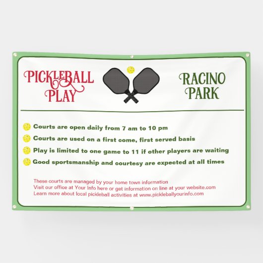 Pickleball Club Regels Buiten Spandoek (Horizontaal)