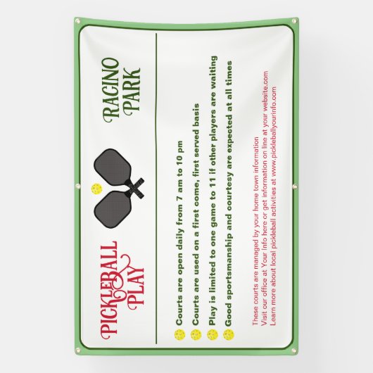 Pickleball Club Regels Buiten Spandoek (Verticaal)