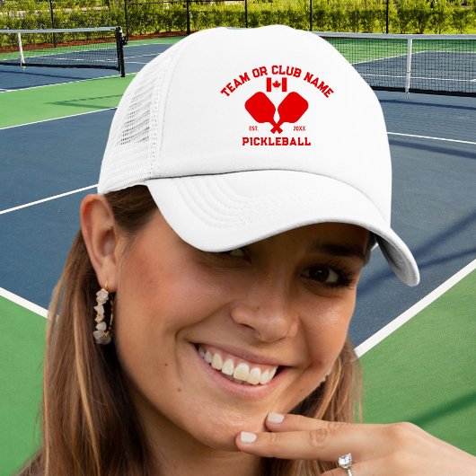 Pickleball Club Team Name Canada Flag Custom Trucker Pet