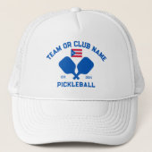 Pickleball Club Team Name Puerto Rico Flag Custom Trucker Pet (Voorkant)