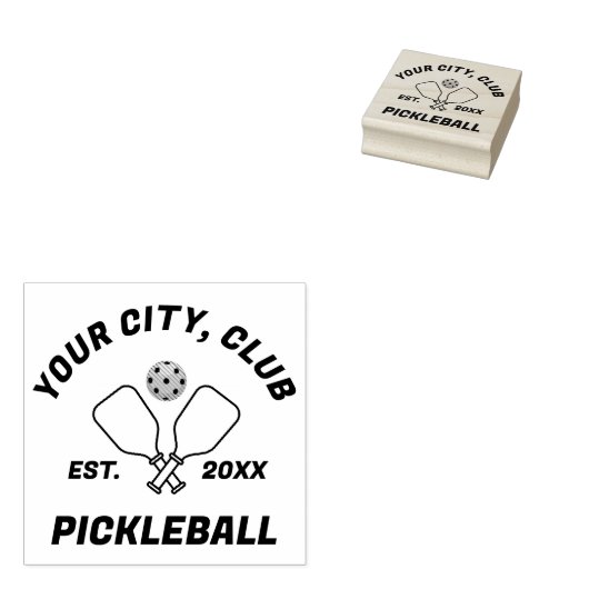 Pickleball Club Team-Paddles & Bal Gepersonaliseer Rubberstempel (Gestempeld)