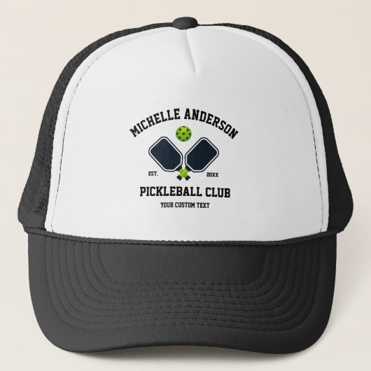 Pickleball Club Team-Paddles & Bal Gepersonaliseer Trucker Pet (Voorkant)