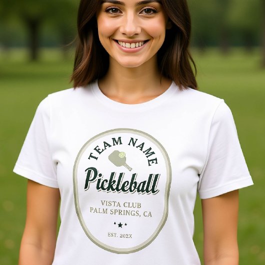 Pickleball Club Team Player Custom Text Groen T-shirt