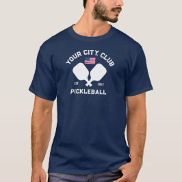 Pickleball Club Team Player USA American Flag T-shirt