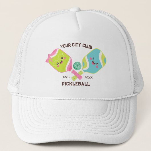 Pickleball Club Team Speler Aangepaste Pickle Cade Trucker Pet (Voorkant)