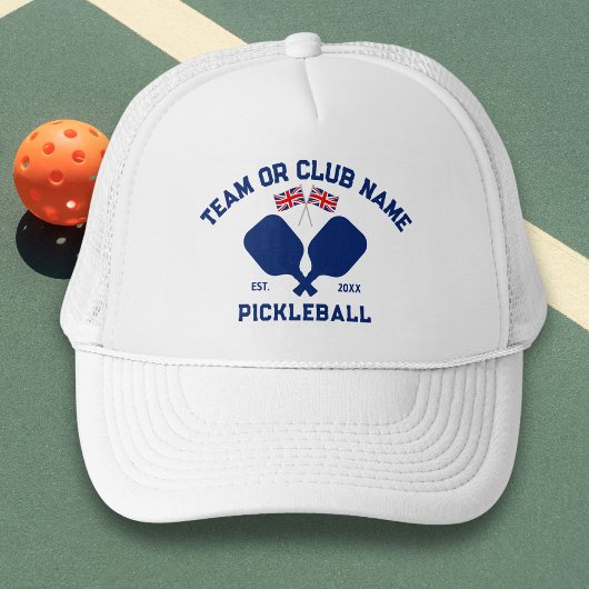 Pickleball Club Team UK United Kingdom Flag Custom Trucker Pet