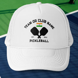 Pickleball Club Teamnaam India Indiase Vlag Custom Trucker Pet