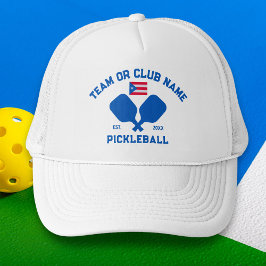 Pickleball Club Teamnaam Puerto Rico Vlag Custom Trucker Pet
