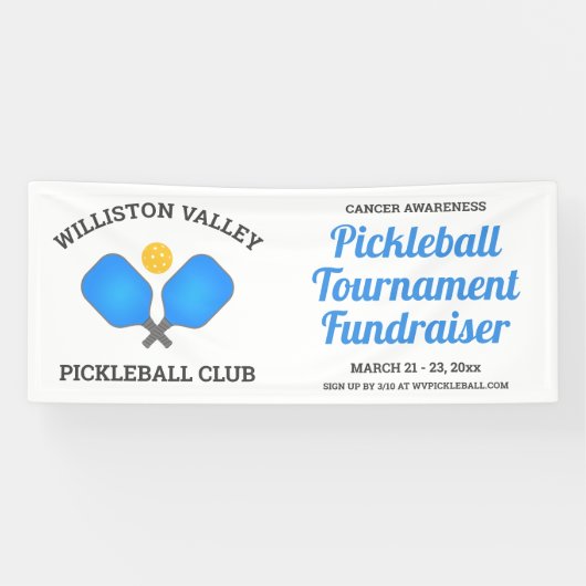 Pickleball Club Tournament Paddles en Ball Custom Spandoek (Horizontaal)