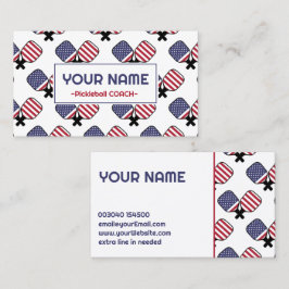 Pickleball Coach - Amerikaans patroon op wit Visitekaartje