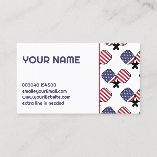 Pickleball Coach - Amerikaans patroon op wit Visitekaartje (Achterkant)