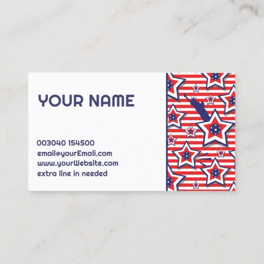 Pickleball Coach - Amerikaans patroon op wit Visitekaartje (Achterkant)