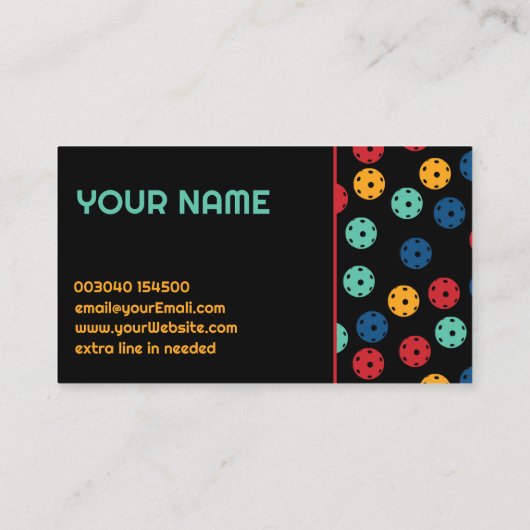 Pickleball Coach - Geel, munt en blauwe picklebal Visitekaartje (Achterkant)