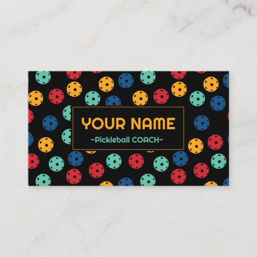 Pickleball Coach - Geel, munt en blauwe picklebal Visitekaartje (Voorkant)