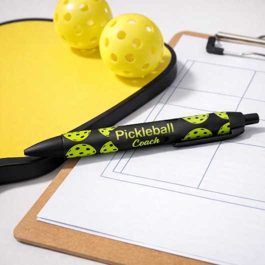 Pickleball Coach Geel Zwarte Inkt Pen