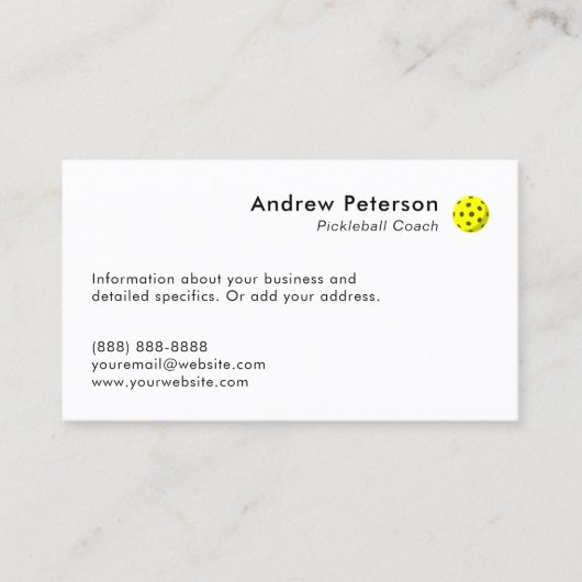 Pickleball Coach Green Court Visitekaartje (Voorkant)