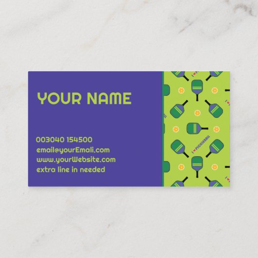 Pickleball Coach - Ik hou van verse groene pickleb Visitekaartje (Achterkant)