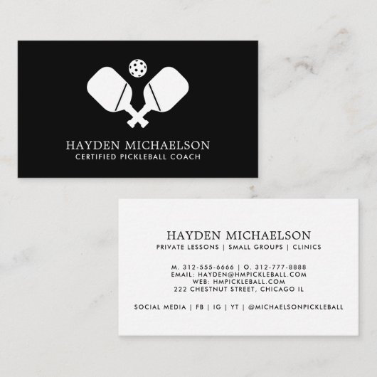 Pickleball Coach Instructor Pro Simple Modern Visitekaartje (Voorkant / Achterkant)