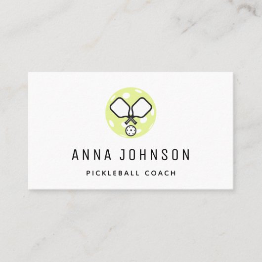 Pickleball Coach Instructor Sport Theme Minimalist Visitekaartje (Voorkant)