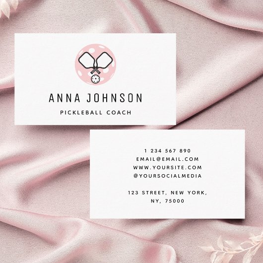 Pickleball Coach Instructor Sport Theme Minimalist Visitekaartje