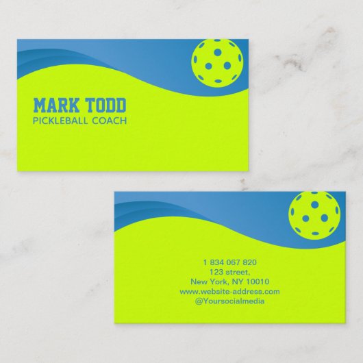 pickleball coach - pickleball speler visitekaartje (Voorkant / Achterkant)