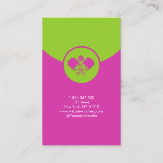 Pickleball Coach Roze pickleball peddel Visitekaartje (Achterkant)