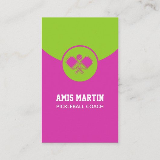 Pickleball Coach Roze pickleball peddel Visitekaartje (Voorkant)