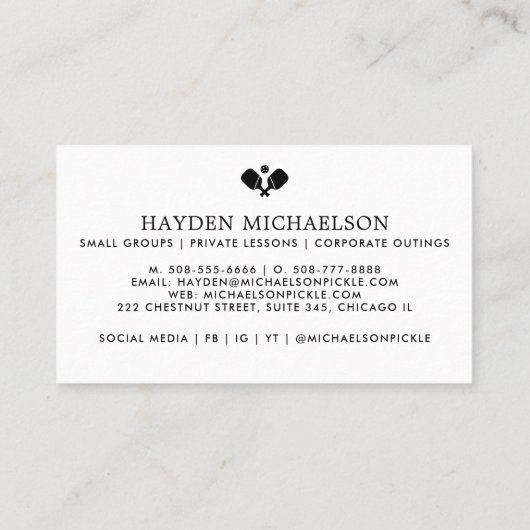 Pickleball Coach Teaching Pro - Uw Logo toevoegen Visitekaartje (Achterkant)